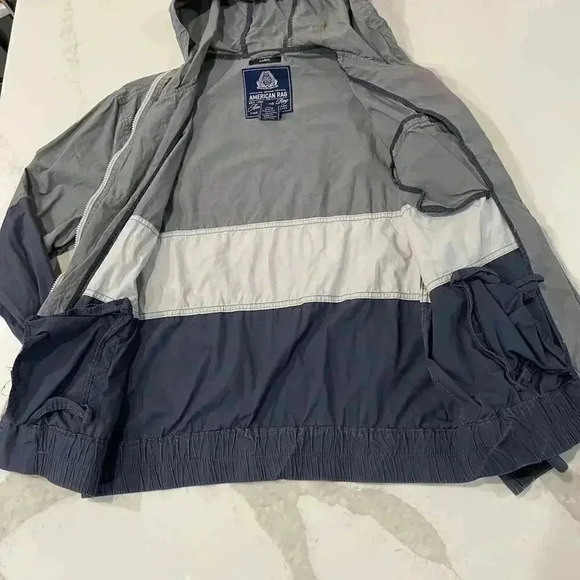 American Rag Cie Jacket Full Zip Windbreaker Track Gray Colorblock Men’s Large - Picture 3 of 5